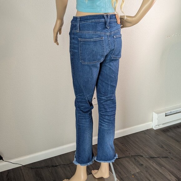 Point Sur Jeans Women's Size 27 Blue 10" Demi-Boot Cropped Button-Fly Raw Hem - Picture 9 of 16